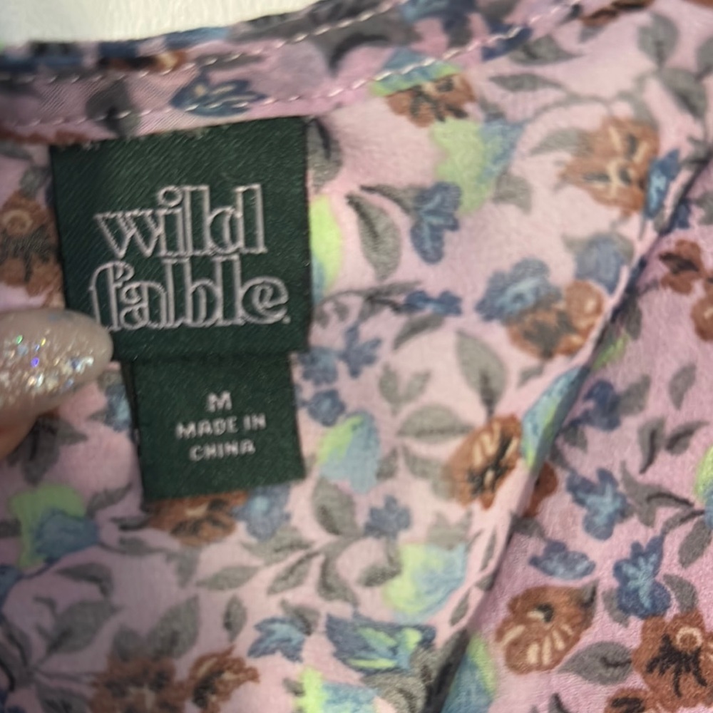 Wild Fable Floral Mini Sundress Sz Med V-Neck Empire Waist Cottagecore Romantic - Picture 4 of 11